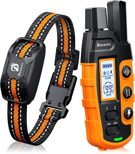 Dog Shock Collar - 3300Ft Dog Training Collar with Remote for 5-120lbs Small Medium Large Dogs Rechargeable Waterproof e Collar with Beep (1-8), Vibration(1-16), Safe Shock(1-99) (Orange)