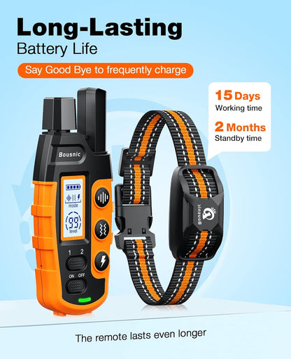 Dog Shock Collar - 3300Ft Dog Training Collar with Remote for 5-120lbs Small Medium Large Dogs Rechargeable Waterproof e Collar with Beep (1-8), Vibration(1-16), Safe Shock(1-99) (Orange)