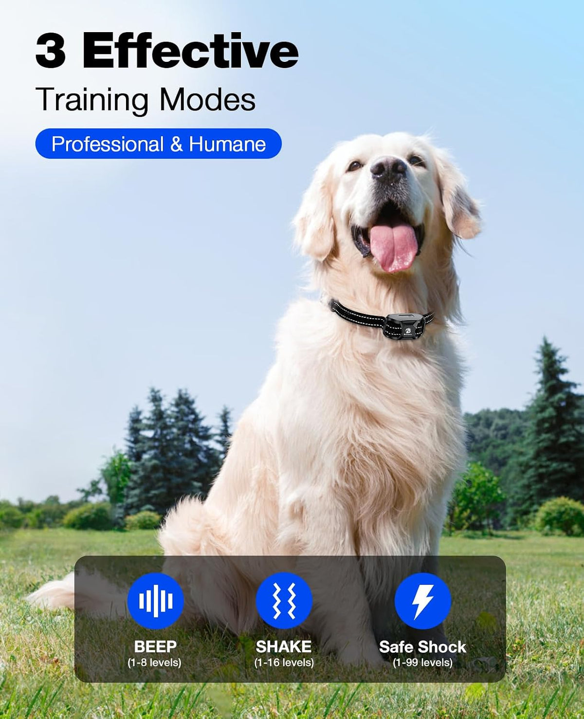 Dog Shock Collar - 3300Ft Dog Training Collar with Remote for 5-120lbs Small Medium Large Dogs Rechargeable Waterproof e Collar with Beep (1-8), Vibration(1-16), Safe Shock(1-99) (Orange)