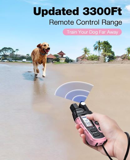 Dog Shock Collar - 3300Ft Dog Training Collar with Remote for 5-120lbs Small Medium Large Dogs Rechargeable Waterproof e Collar with Beep (1-8), Vibration(1-16), Safe Shock(1-99) (Orange)