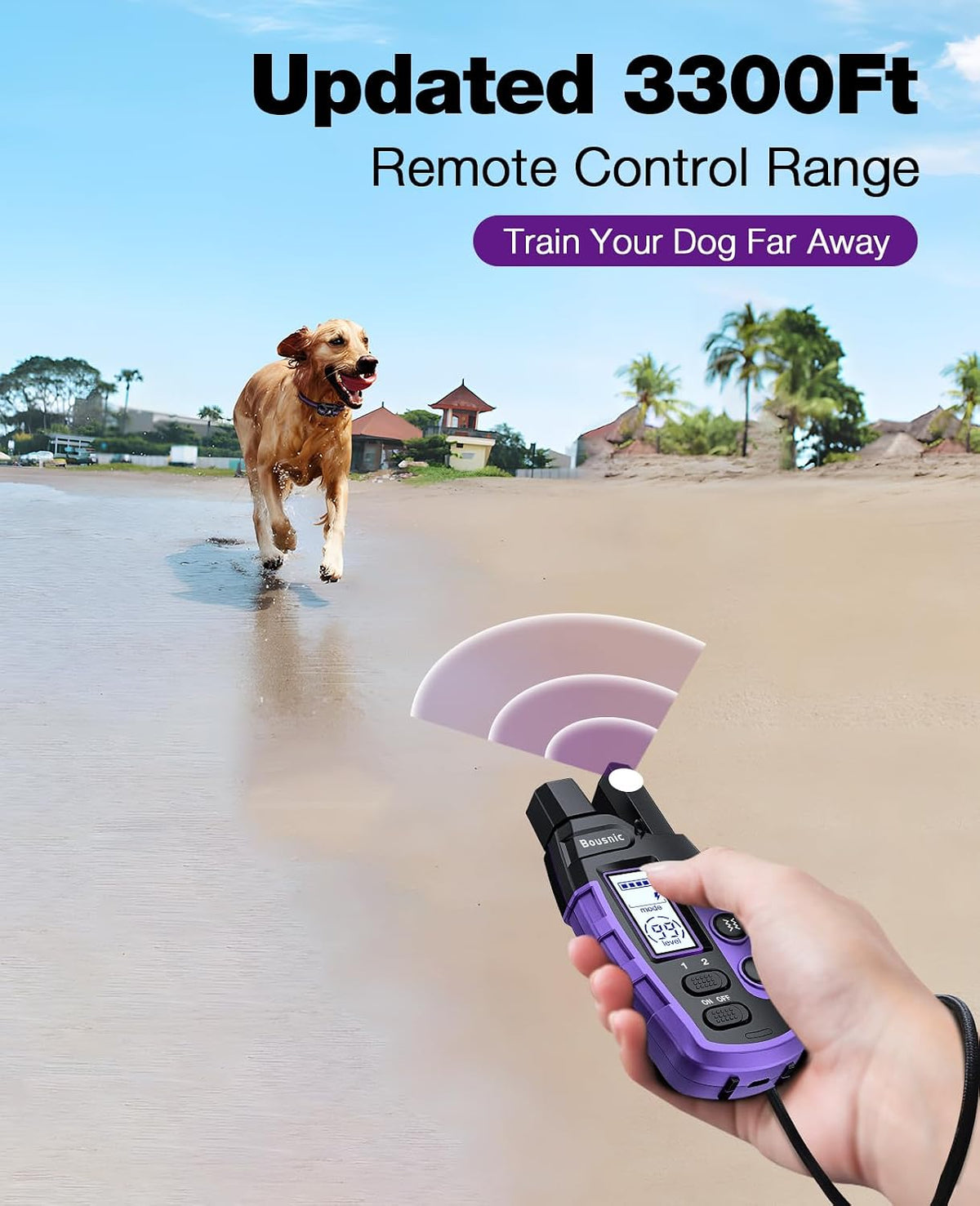 Dog Shock Collar - 3300Ft Dog Training Collar with Remote for 5-120lbs Small Medium Large Dogs Rechargeable Waterproof e Collar with Beep (1-8), Vibration(1-16), Safe Shock(1-99) (Orange)