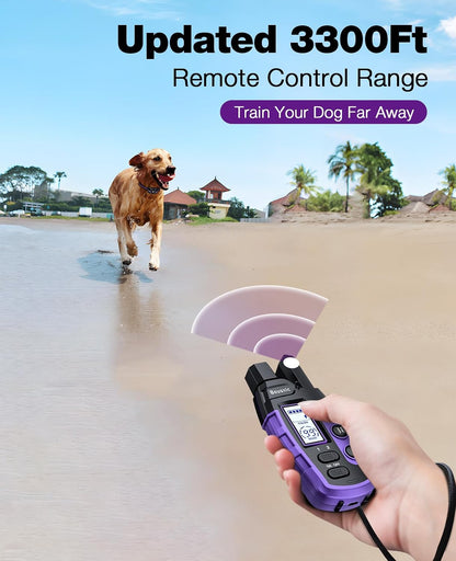 Dog Shock Collar - 3300Ft Dog Training Collar with Remote for 5-120lbs Small Medium Large Dogs Rechargeable Waterproof e Collar with Beep (1-8), Vibration(1-16), Safe Shock(1-99) (Orange)