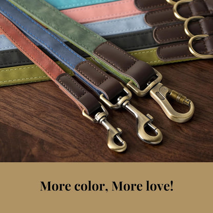 PU Leather Dog Leash for Medium Dogs, 5ft Soft Padded Handle, Green