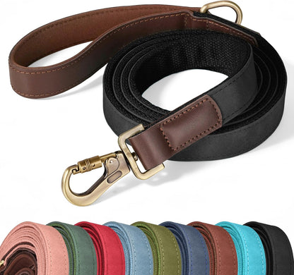 PU Leather Dog Leash for Medium Dogs, 5ft Soft Padded Handle, Green