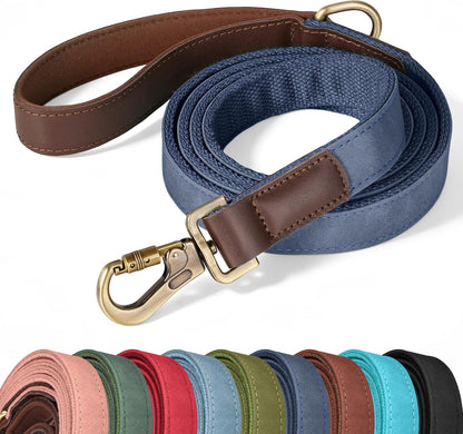 PU Leather Dog Leash for Medium Dogs, 5ft Soft Padded Handle, Green