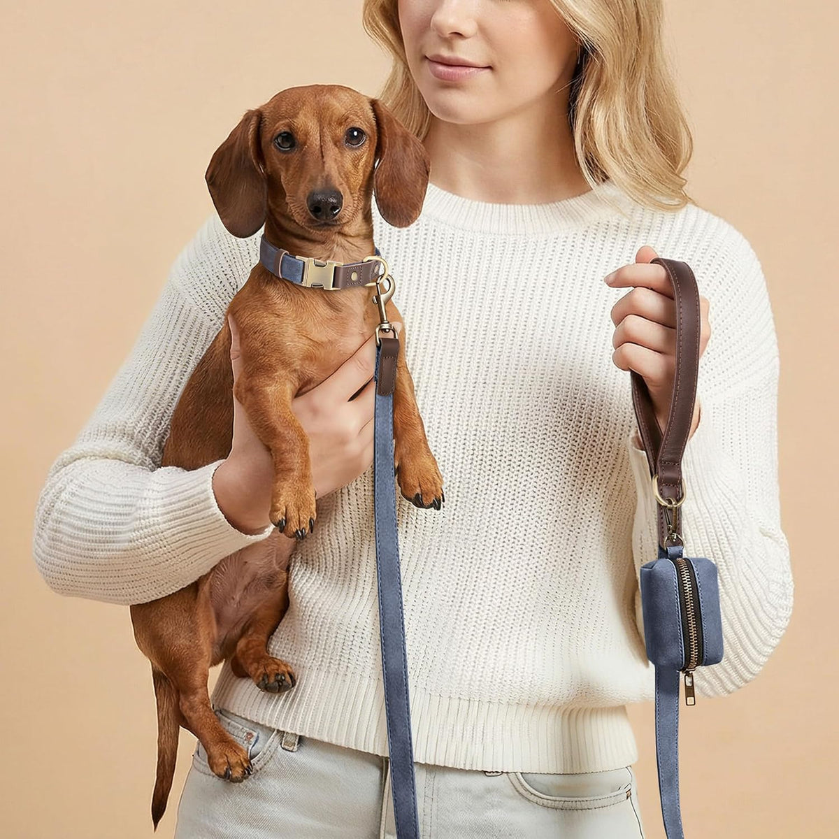 PU Leather Dog Leash for Medium Dogs, 5ft Soft Padded Handle, Green