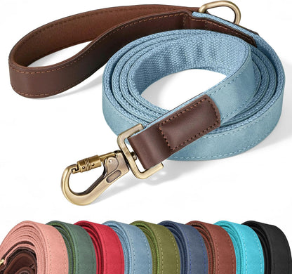 PU Leather Dog Leash for Medium Dogs, 5ft Soft Padded Handle, Green