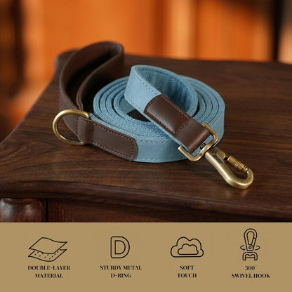 PU Leather Dog Leash for Medium Dogs, 5ft Soft Padded Handle, Green