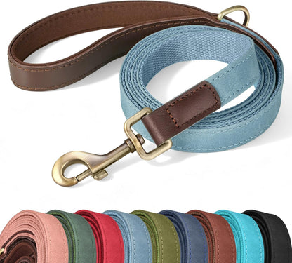 PU Leather Dog Leash for Medium Dogs, 5ft Soft Padded Handle, Green