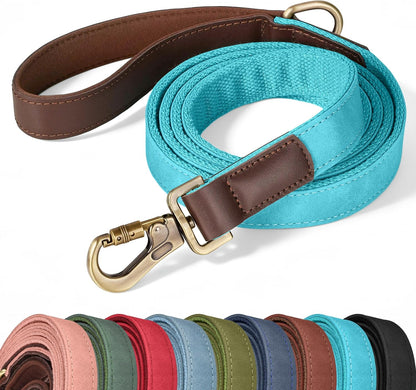 PU Leather Dog Leash for Medium Dogs, 5ft Soft Padded Handle, Green