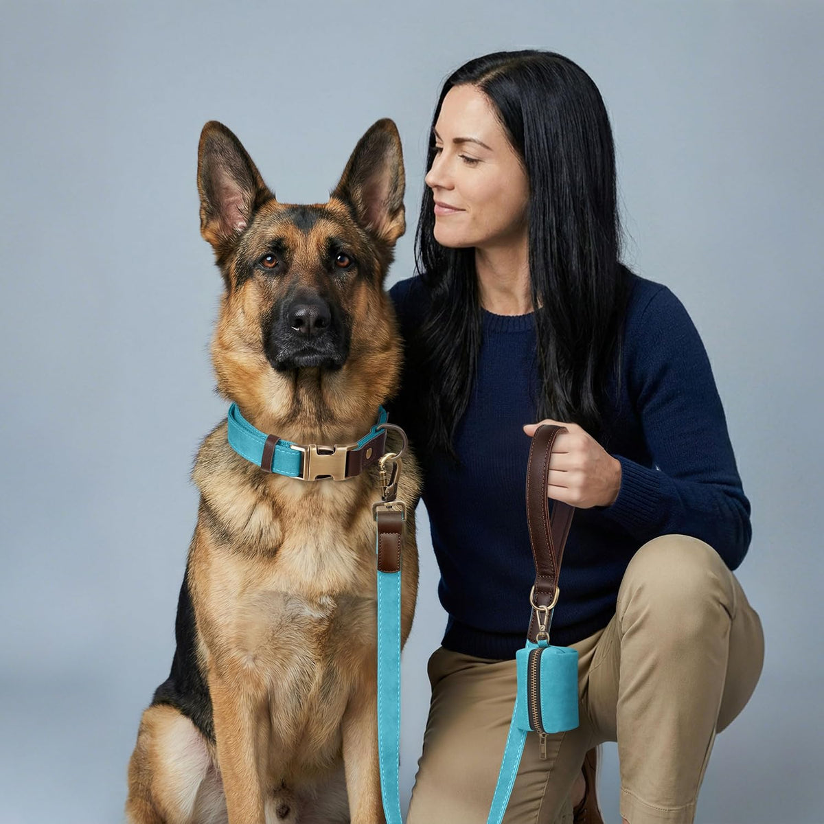 PU Leather Dog Leash for Medium Dogs, 5ft Soft Padded Handle, Green