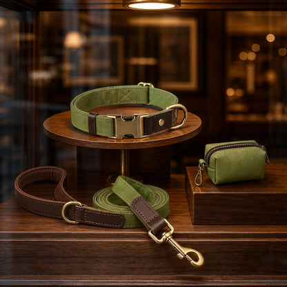 PU Leather Dog Leash for Medium Dogs, 5ft Soft Padded Handle, Green