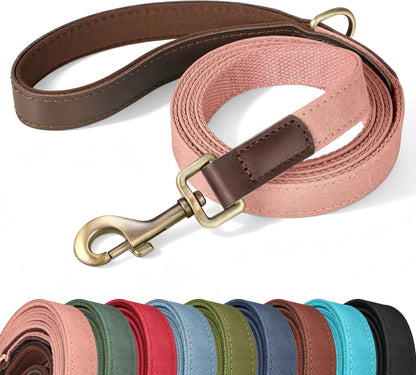 PU Leather Dog Leash for Medium Dogs, 5ft Soft Padded Handle, Green