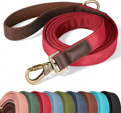 PU Leather Dog Leash for Medium Dogs, 5ft Soft Padded Handle, Green