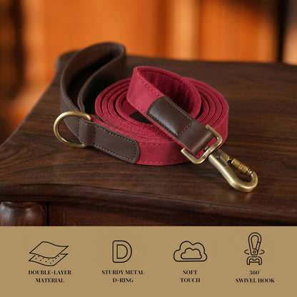 PU Leather Dog Leash for Medium Dogs, 5ft Soft Padded Handle, Green