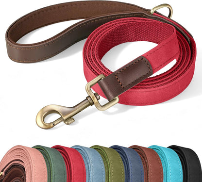 PU Leather Dog Leash for Medium Dogs, 5ft Soft Padded Handle, Green