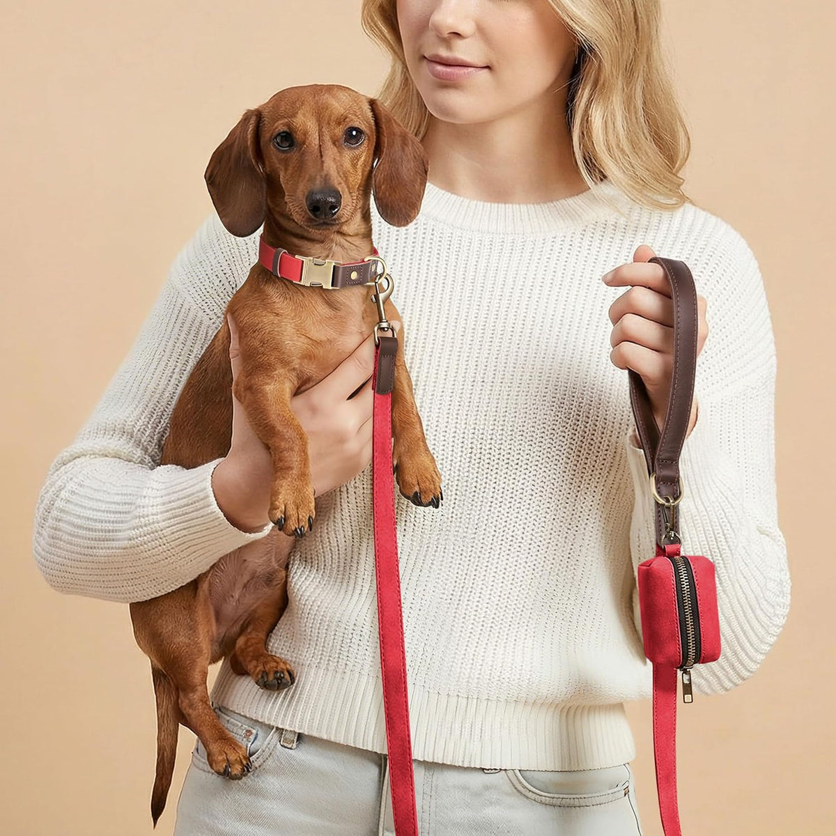 PU Leather Dog Leash for Medium Dogs, 5ft Soft Padded Handle, Green
