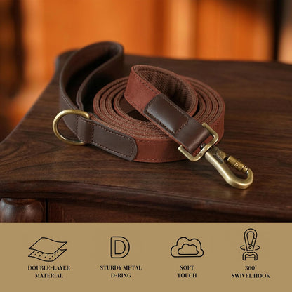 PU Leather Dog Leash for Medium Dogs, 5ft Soft Padded Handle, Green