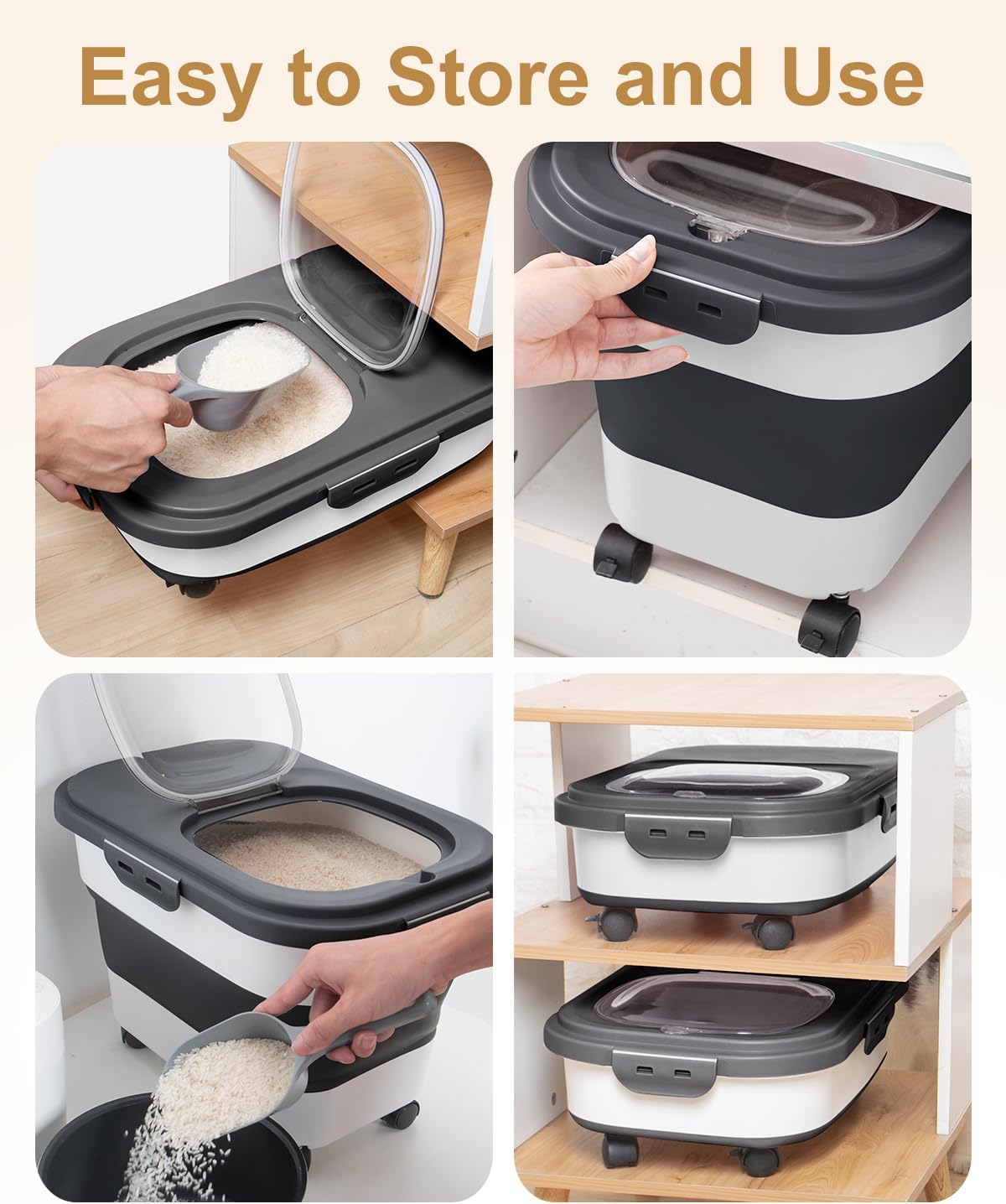 20-30 Lbs Rice Storage Container,Collapsible Food Storage Containers