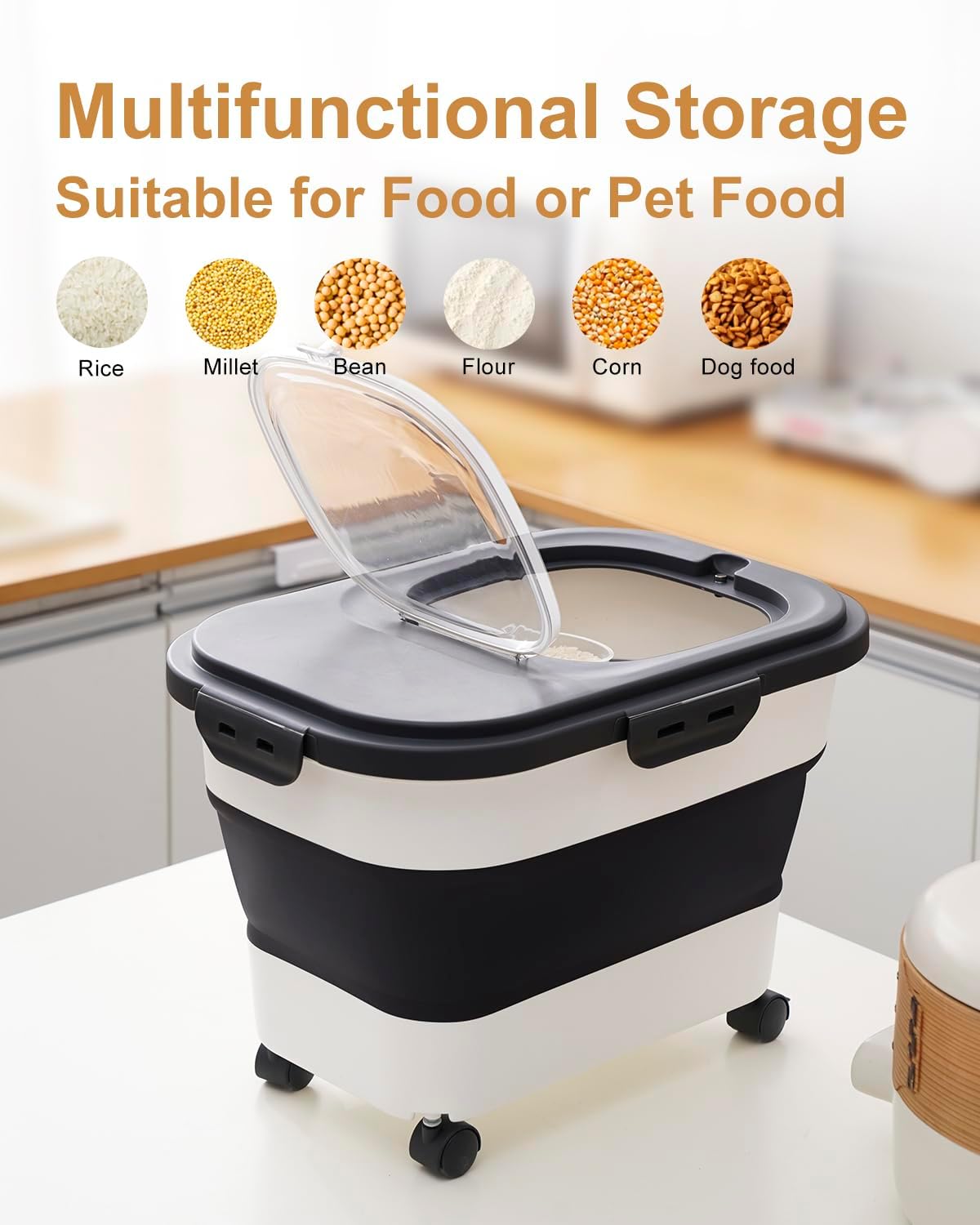 20-30 Lbs Rice Storage Container,Collapsible Food Storage Containers