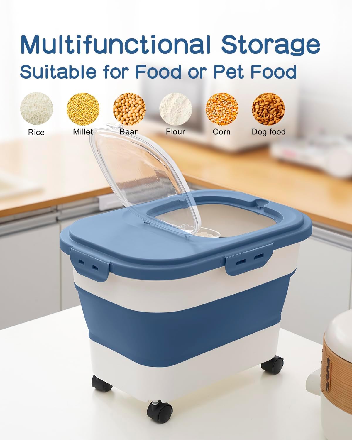 20-30 Lbs Rice Storage Container,Collapsible Food Storage Containers