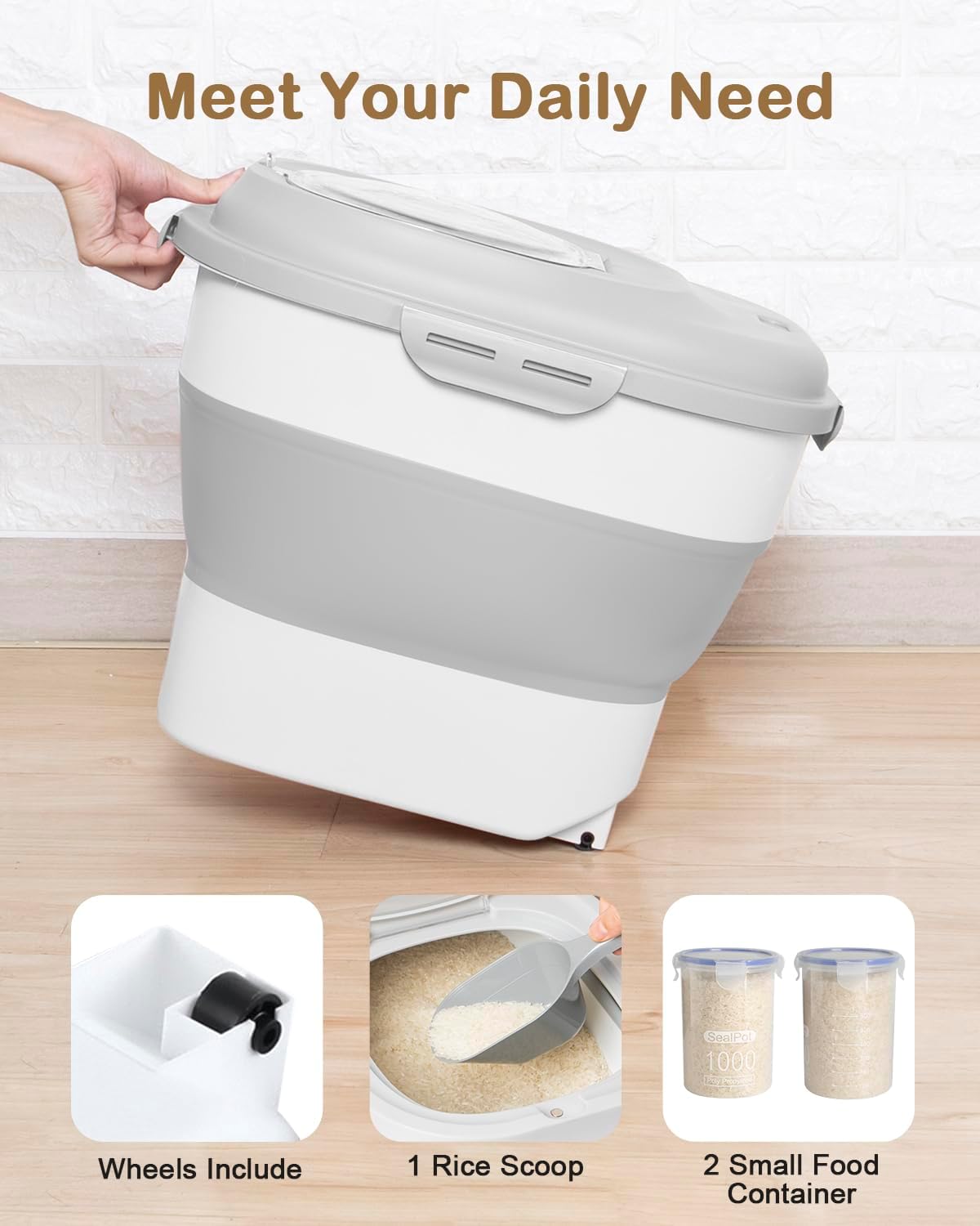 20-30 Lbs Rice Storage Container,Collapsible Food Storage Containers