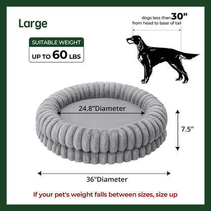BALANCE Luxury Donut Dog Bed, 30 Inches Round Dog Bed Medium Size Dogs Washable, Orthopedic Calming Dogs Bed for Pets with Anti-Slip Bottom, Oatmeal