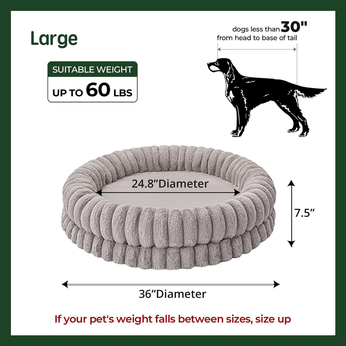BALANCE Luxury Donut Dog Bed, 30 Inches Round Dog Bed Medium Size Dogs Washable, Orthopedic Calming Dogs Bed for Pets with Anti-Slip Bottom, Oatmeal