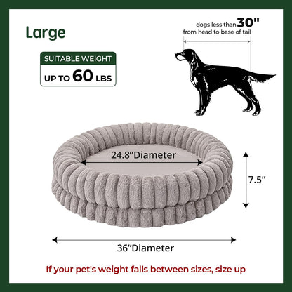 BALANCE Luxury Donut Dog Bed, 30 Inches Round Dog Bed Medium Size Dogs Washable, Orthopedic Calming Dogs Bed for Pets with Anti-Slip Bottom, Oatmeal