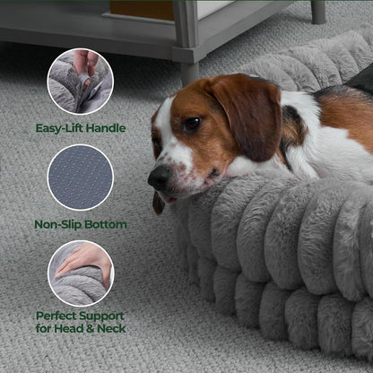 BALANCE Luxury Donut Dog Bed, 30 Inches Round Dog Bed Medium Size Dogs Washable, Orthopedic Calming Dogs Bed for Pets with Anti-Slip Bottom, Oatmeal