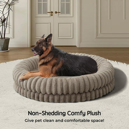 BALANCE Luxury Donut Dog Bed, 30 Inches Round Dog Bed Medium Size Dogs Washable, Orthopedic Calming Dogs Bed for Pets with Anti-Slip Bottom, Oatmeal