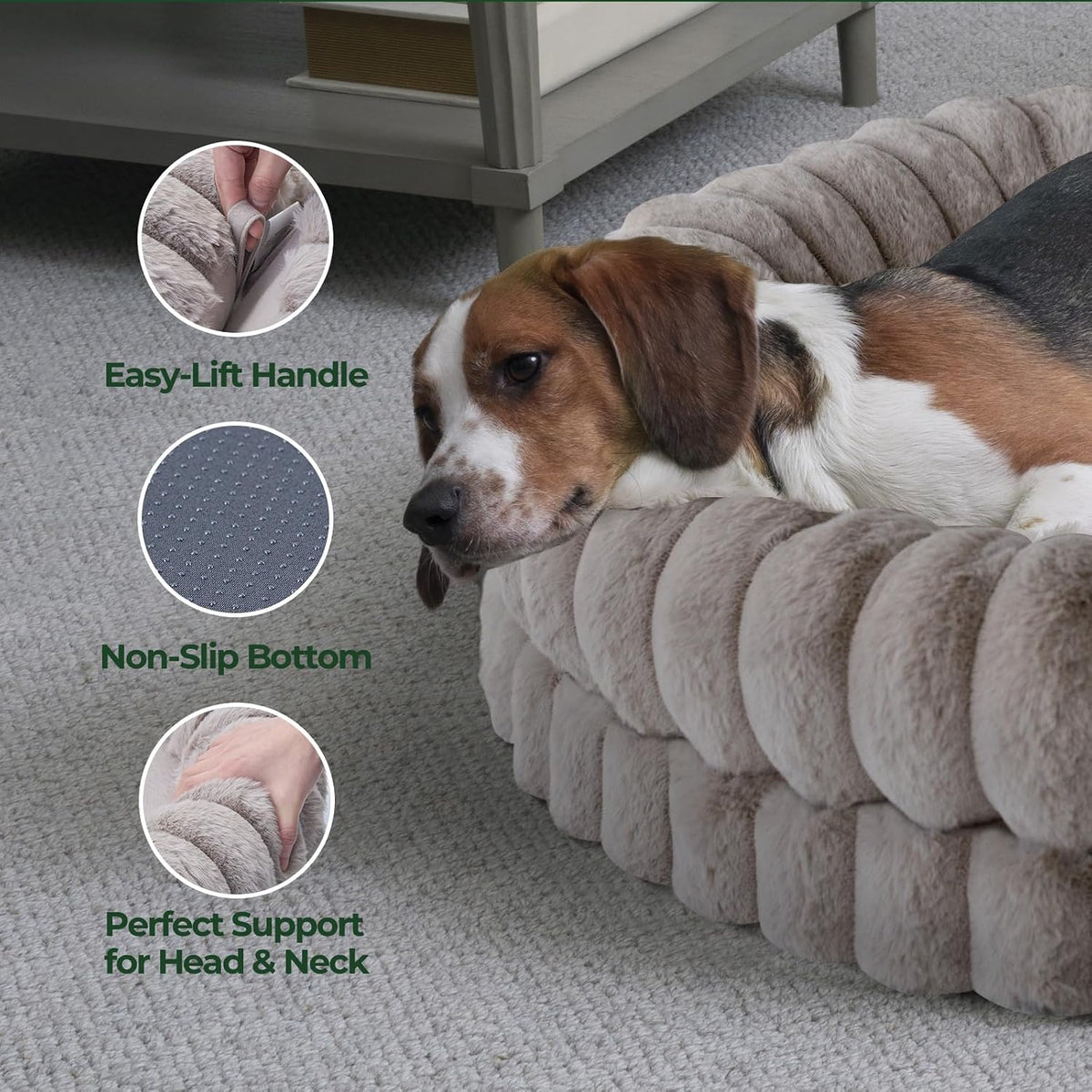BALANCE Luxury Donut Dog Bed, 30 Inches Round Dog Bed Medium Size Dogs Washable, Orthopedic Calming Dogs Bed for Pets with Anti-Slip Bottom, Oatmeal