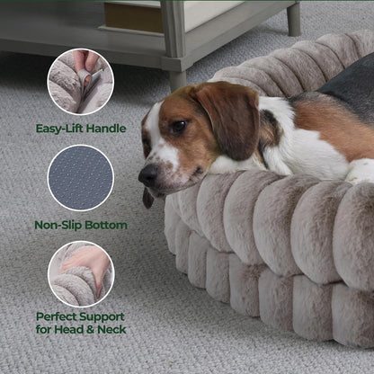 BALANCE Luxury Donut Dog Bed, 30 Inches Round Dog Bed Medium Size Dogs Washable, Orthopedic Calming Dogs Bed for Pets with Anti-Slip Bottom, Oatmeal