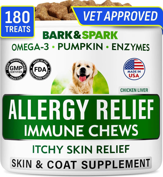 Dog Allergy Relief Chews - Skin Health & Anti-Itch Supplement with Omega-3