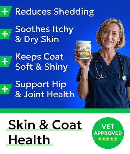 Dog Allergy Relief Chews - Skin Health & Anti-Itch Supplement with Omega-3