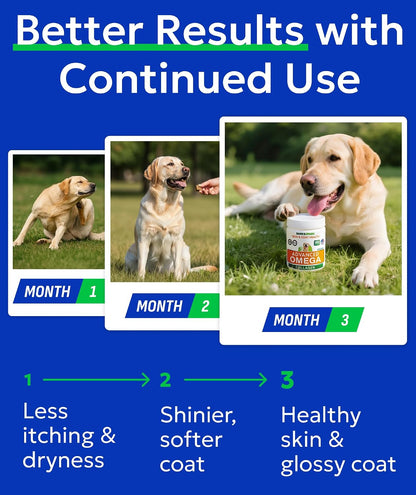 Dog Allergy Relief Chews - Skin Health & Anti-Itch Supplement with Omega-3