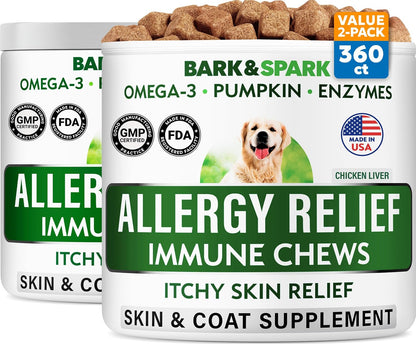 Dog Allergy Relief Chews - Skin Health & Anti-Itch Supplement with Omega-3