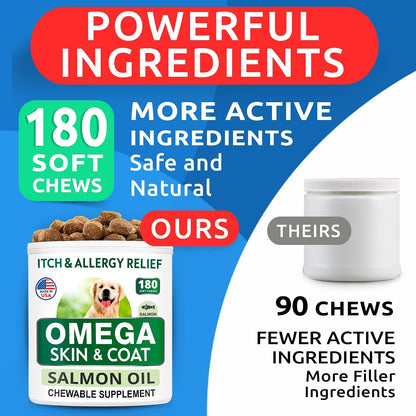 Dog Allergy Relief Chews - Skin Health & Anti-Itch Supplement with Omega-3