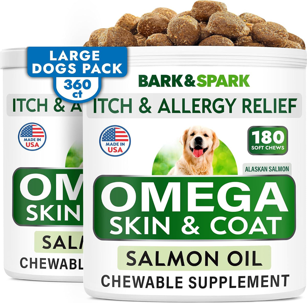 Dog Allergy Relief Chews - Skin Health & Anti-Itch Supplement with Omega-3