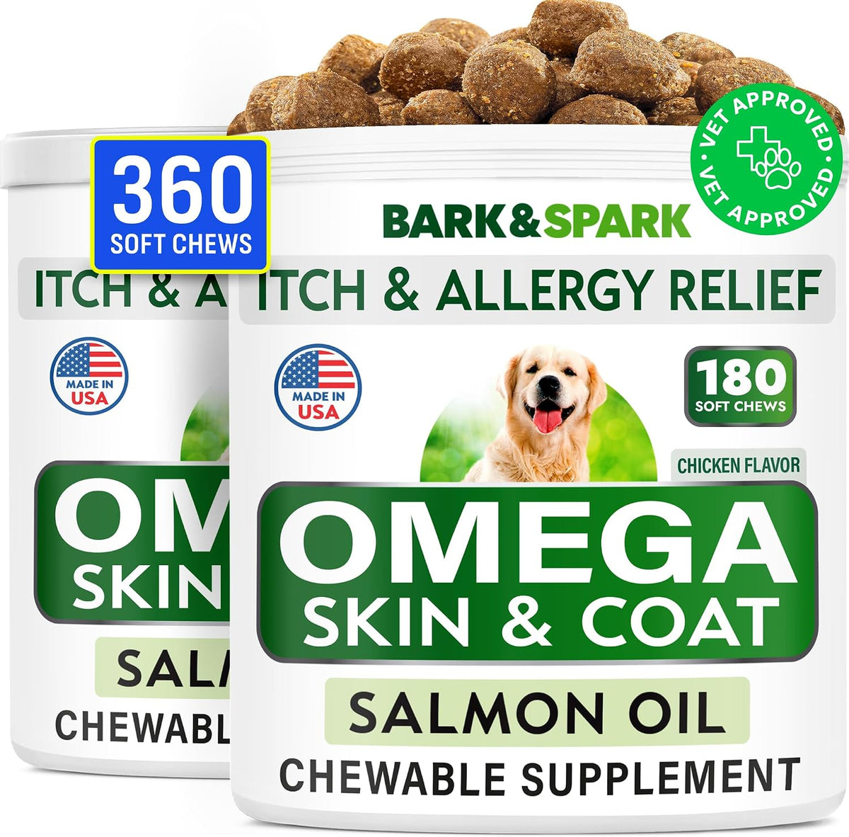 Dog Allergy Relief Chews - Skin Health & Anti-Itch Supplement with Omega-3