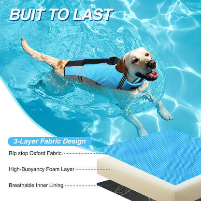 Dog Life Vest Sports Style Dog Swim Vest, S, Blue