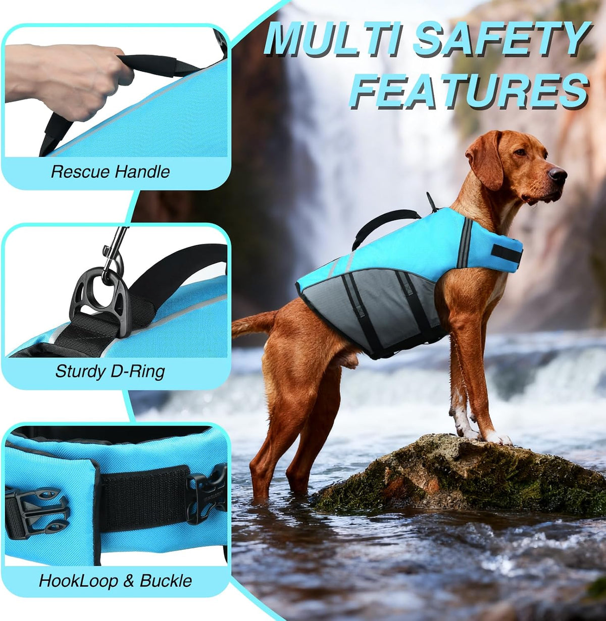 Dog Life Vest Sports Style Dog Swim Vest, S, Blue