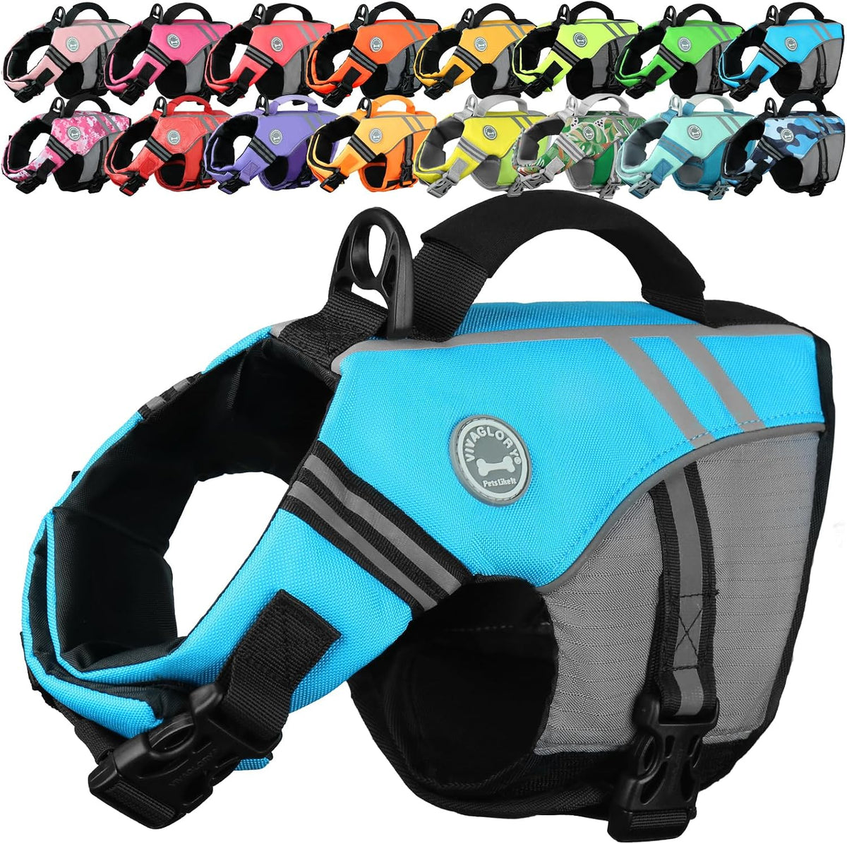 Dog Life Vest Sports Style Dog Swim Vest, S, Blue
