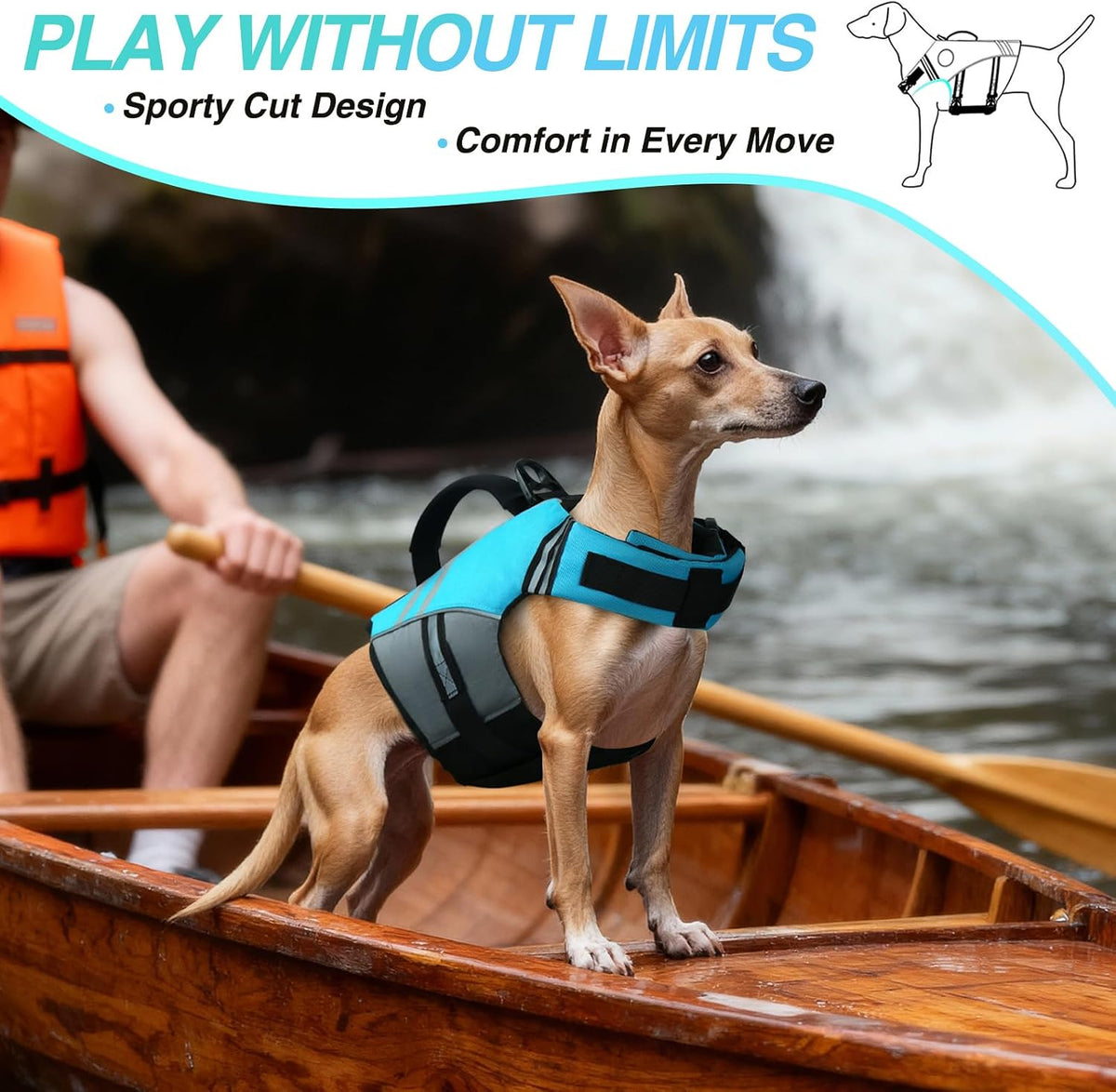 Dog Life Vest Sports Style Dog Swim Vest, S, Blue