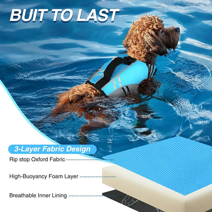 Dog Life Vest Sports Style Dog Swim Vest, S, Blue