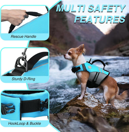 Dog Life Vest Sports Style Dog Swim Vest, S, Blue