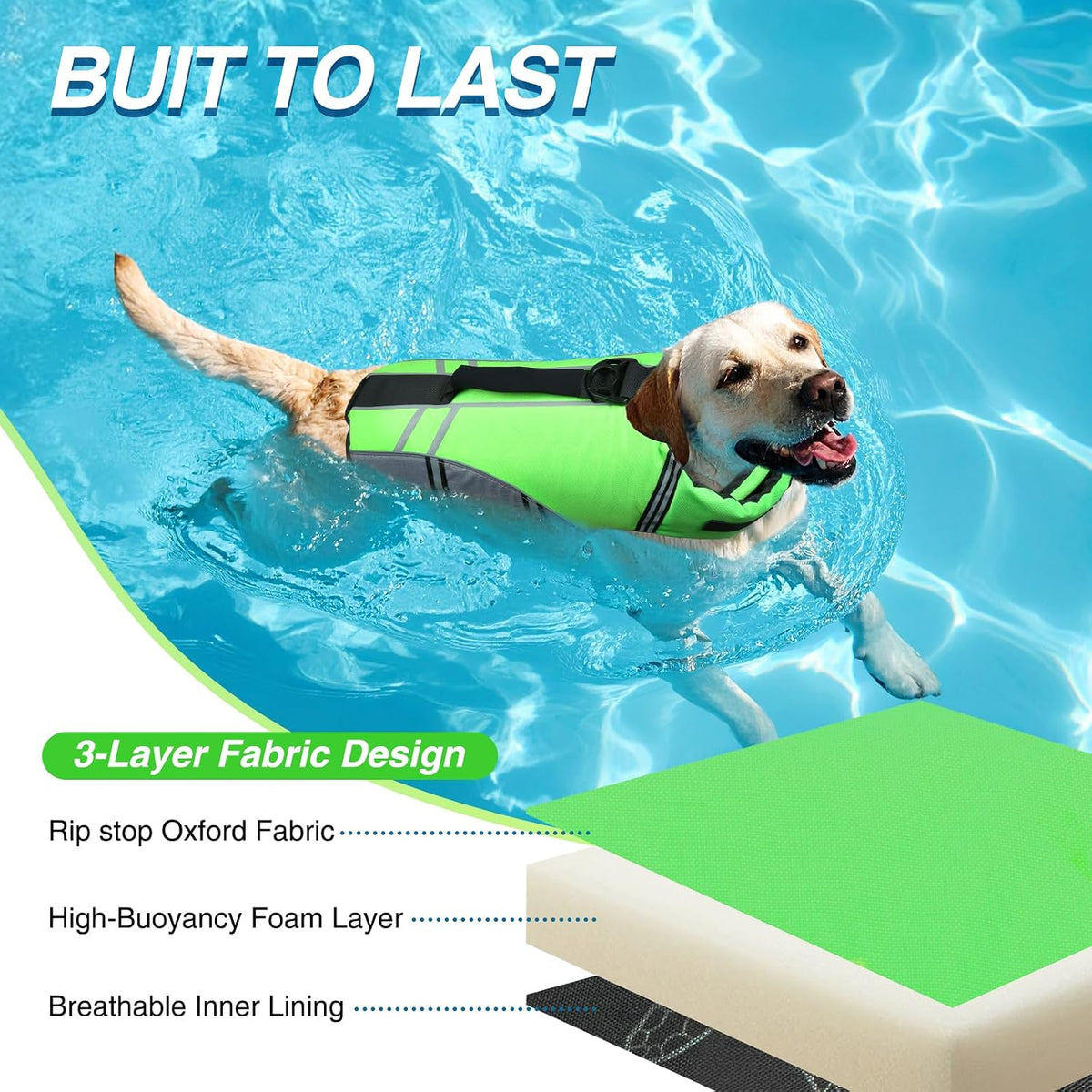 Dog Life Vest Sports Style Dog Swim Vest, S, Blue