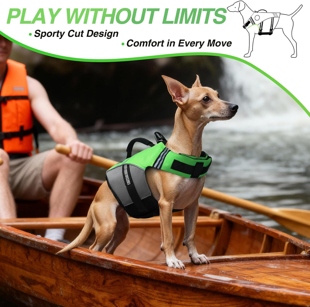 Dog Life Vest Sports Style Dog Swim Vest, S, Blue