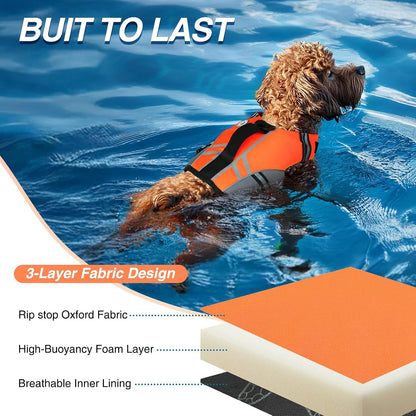 Dog Life Vest Sports Style Dog Swim Vest, S, Blue