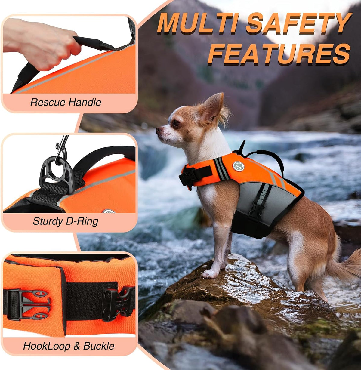 Dog Life Vest Sports Style Dog Swim Vest, S, Blue